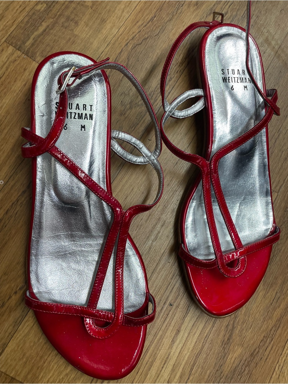 Stuart Weitzman Red Patent Strappy Heels